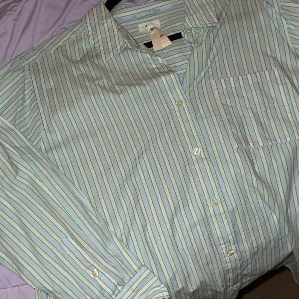 Women's Striped Green Shirt